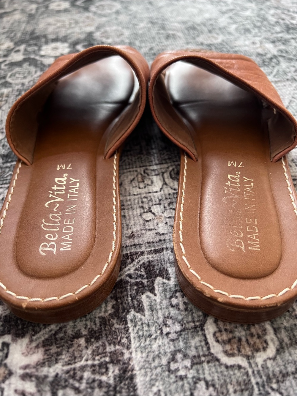Bella Vita Rust-Tan Leather Slide Mules - Picture 3 of 5